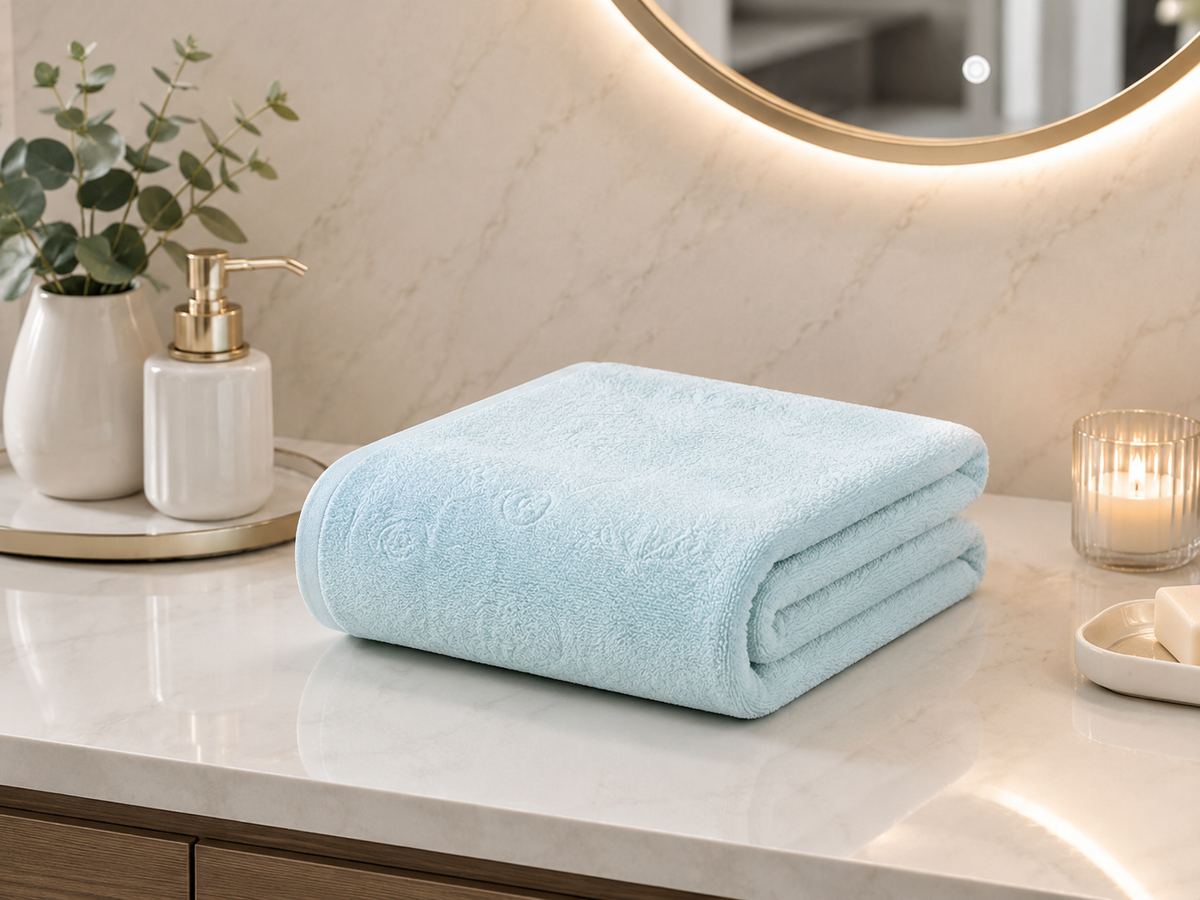 Serviette de bain en microfibre avec motif en relief
