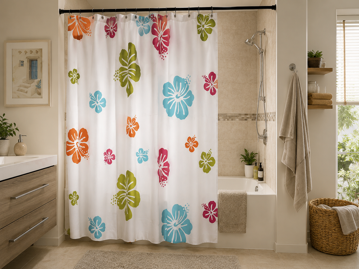 Rideau de douche imperméable à motifs en PEVA