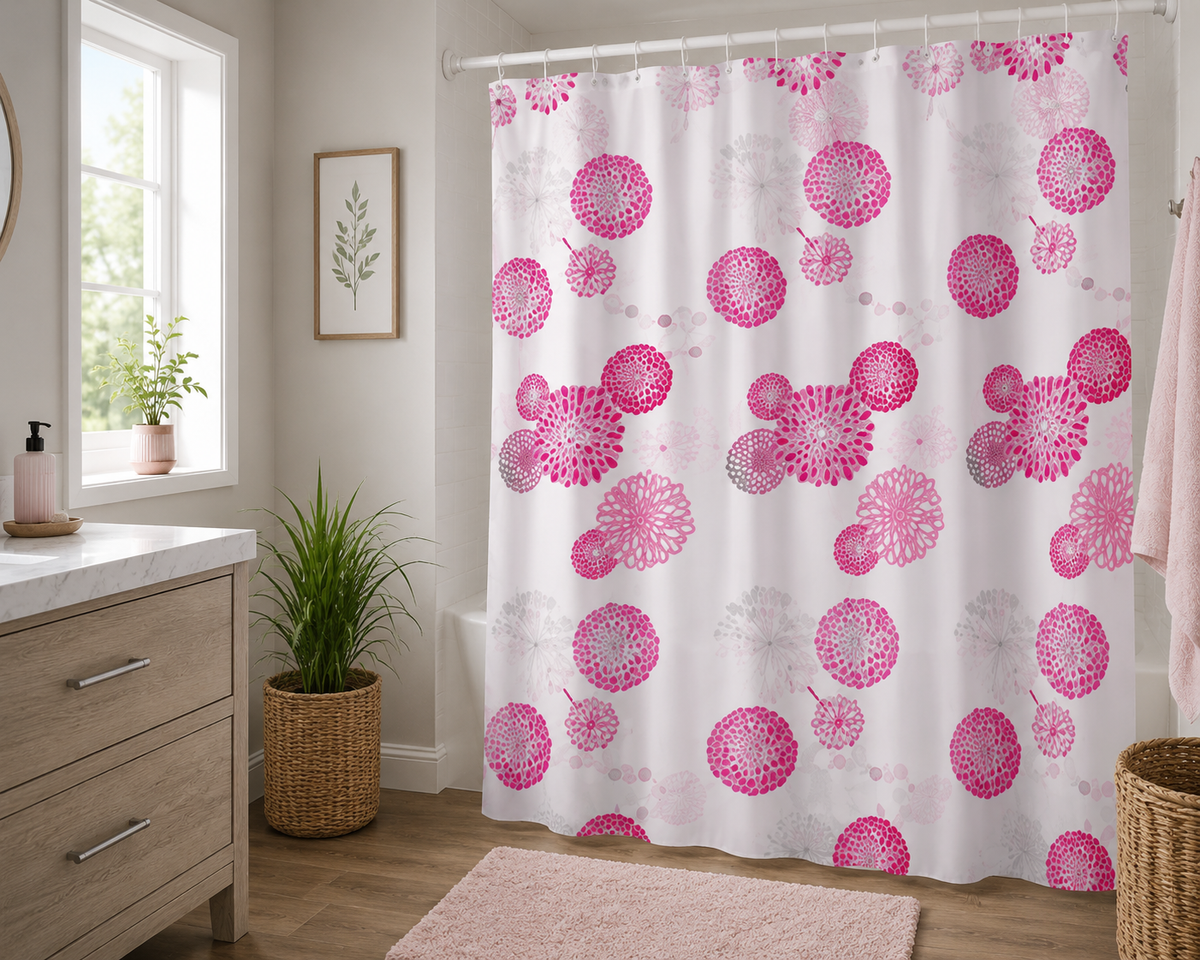 Rideau de douche floral imperméable