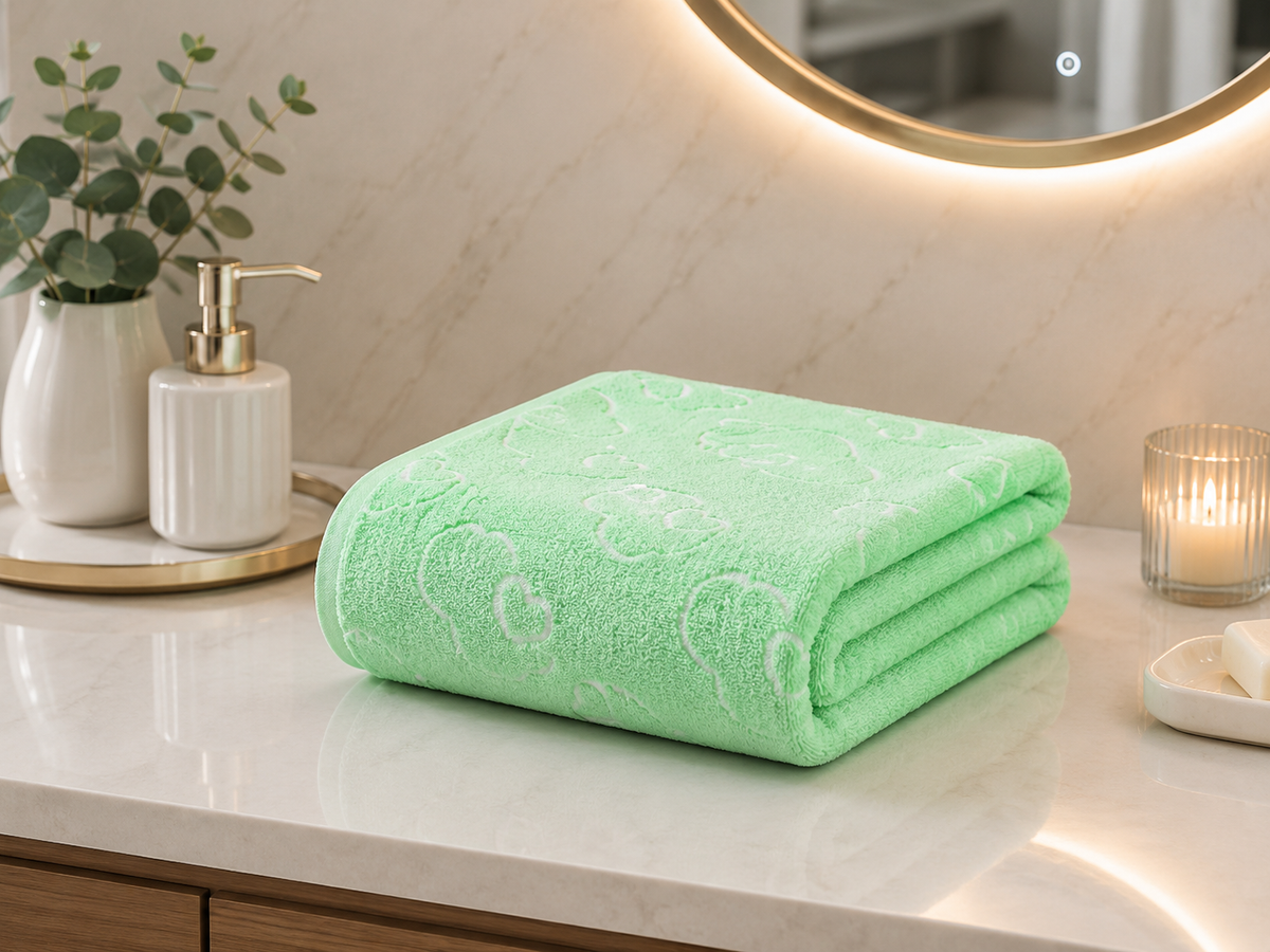 Serviette de bain en microfibre avec motif en relief