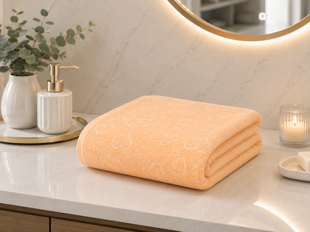Serviette de bain en microfibre avec motif en relief