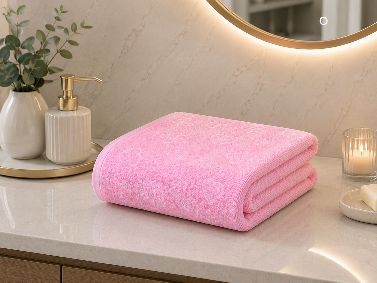 Serviette de bain en microfibre avec motif en relief