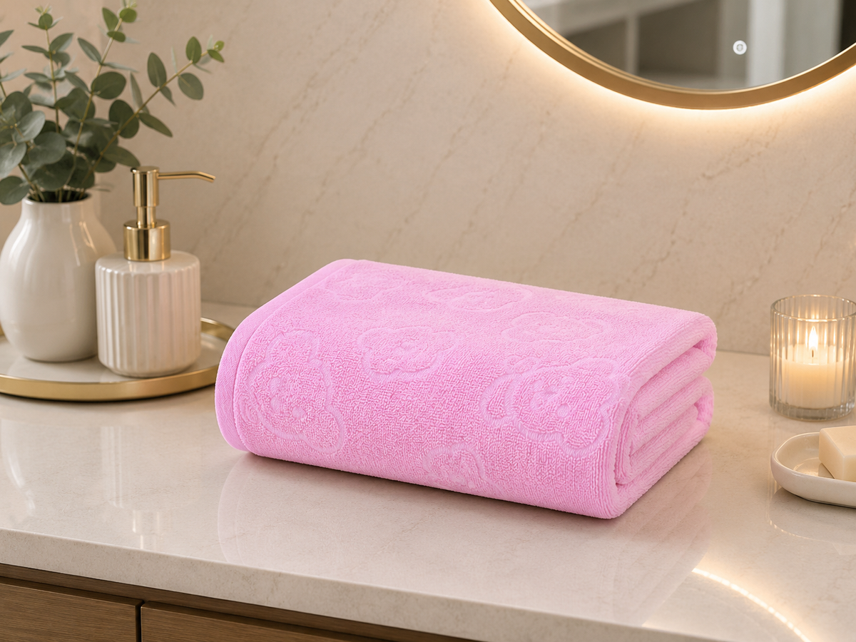 Serviette de bain en microfibre avec motif en relief