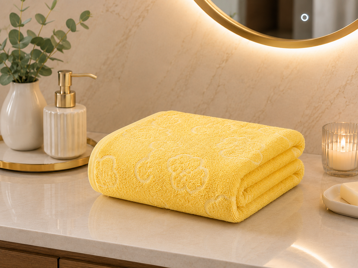 Serviette de bain en microfibre avec motif en relief