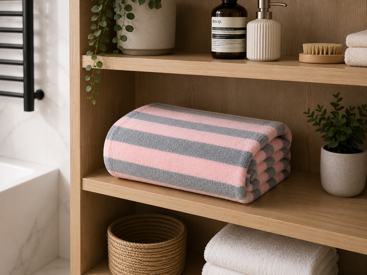 Serviette de bain en polaire corail