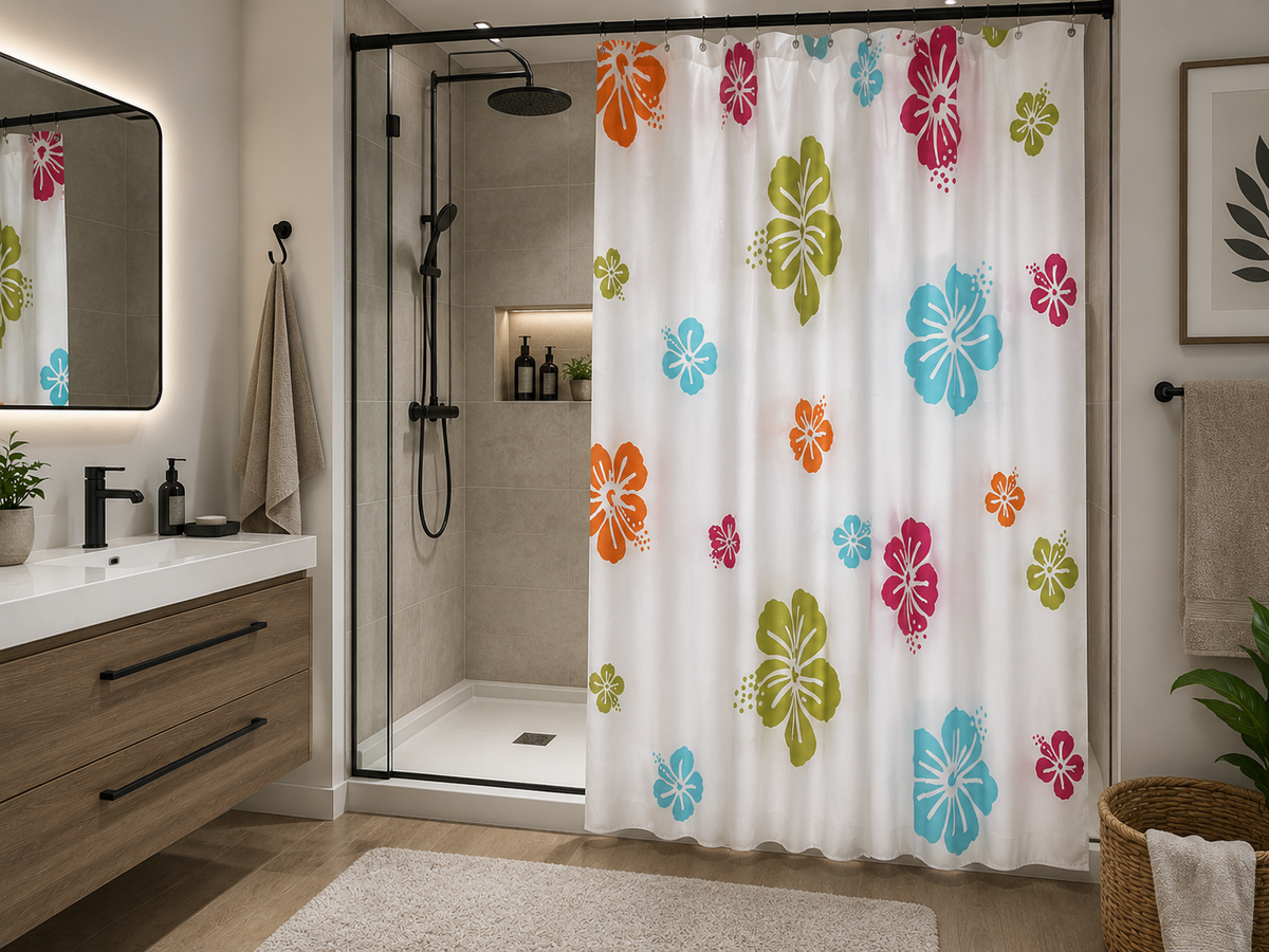 Rideau de douche imperméable à motifs en PEVA