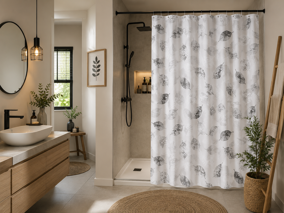 Rideau de douche imperméable motif végétal