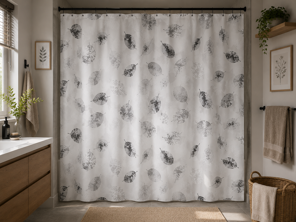 Rideau de douche imperméable motif végétal