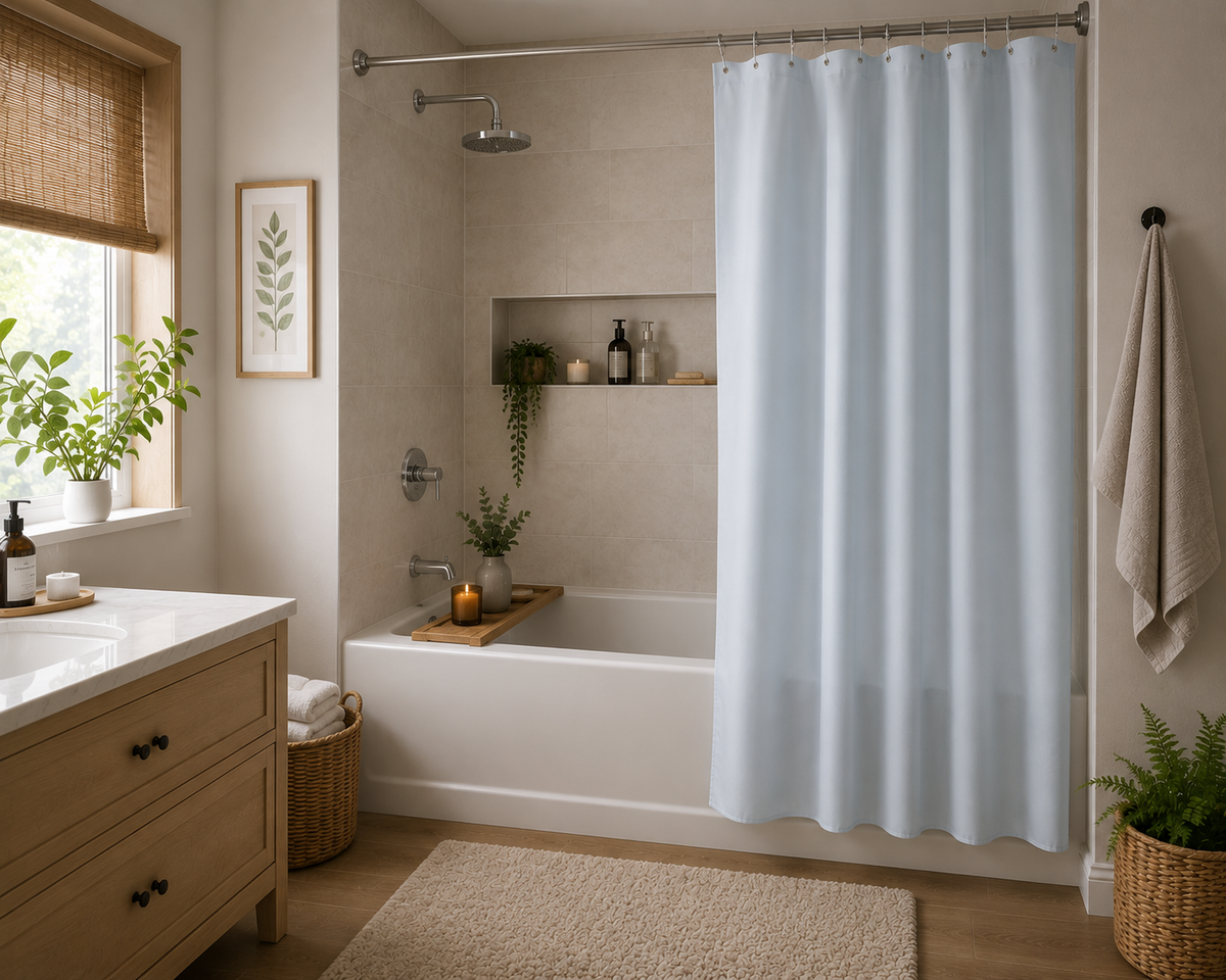 Rideau de douche blanc imperméable