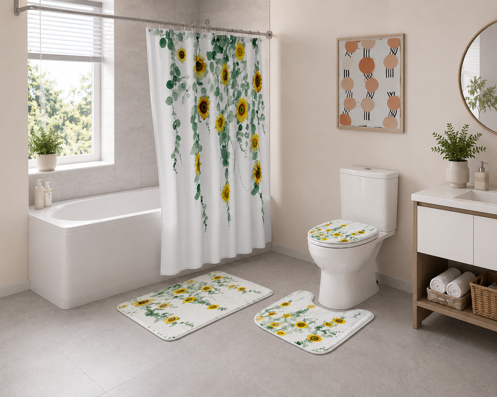 Ensemble de Salle de Bain Tournesols 4 Pièces