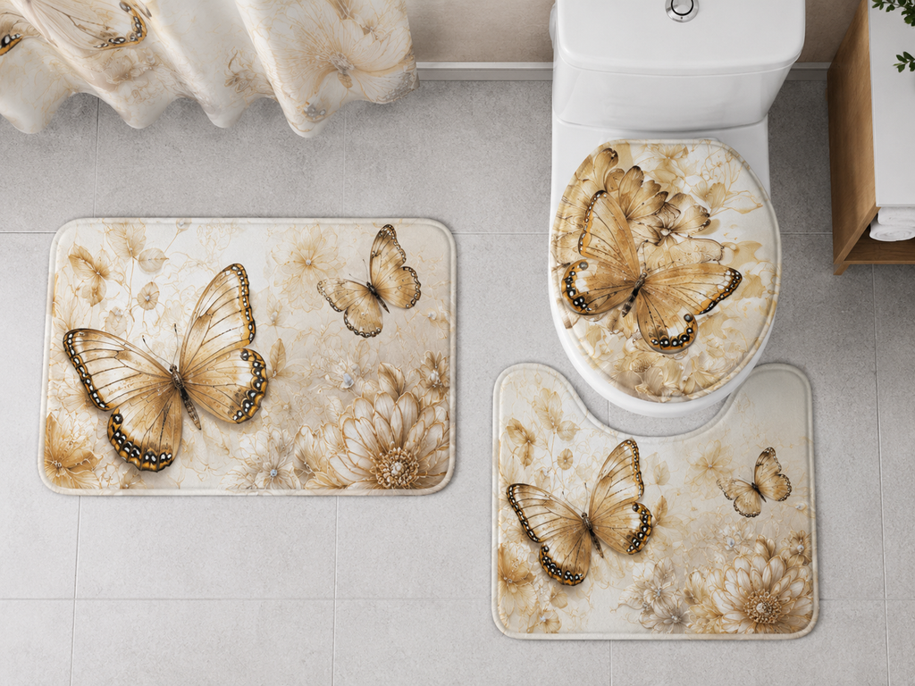 Ensemble de Salle de Bain Papillons 4 Pièces